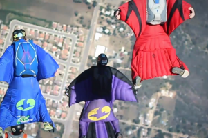 wing-suit skydive slomo